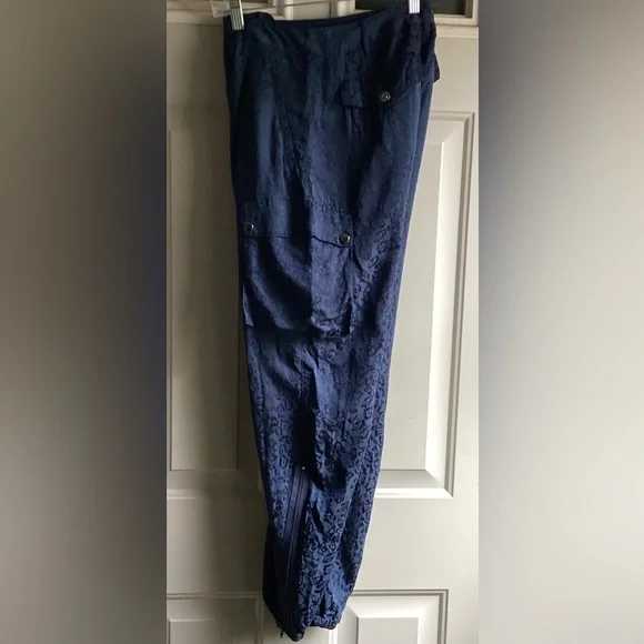 Johnny Was NWT Kiarra Pant Women'sSize 2Navy Blue Cargo Joggers